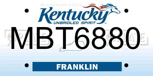 MBT6880 Kentucky License Plate