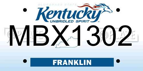 MBX1302 Kentucky License Plate