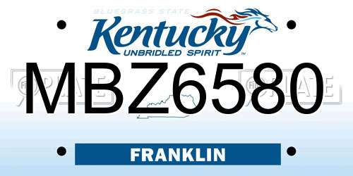 MBZ6580 Kentucky License Plate