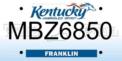 MBZ6850 Kentucky License Plate