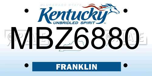 MBZ6880 Kentucky License Plate