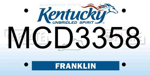 MCD3358 Kentucky License Plate
