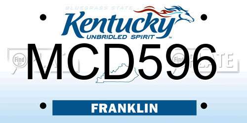 MCD596 Kentucky License Plate