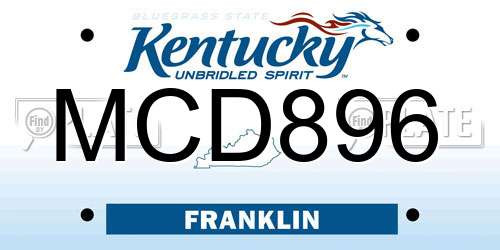MCD896 Kentucky License Plate