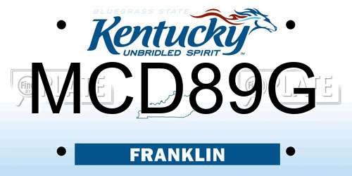 MCD89G Kentucky License Plate