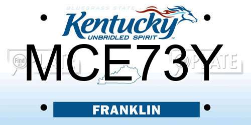 MCE73Y Kentucky License Plate
