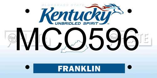 MCO596 Kentucky License Plate