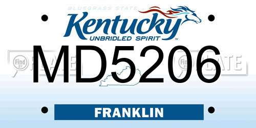 MD5206 Kentucky License Plate
