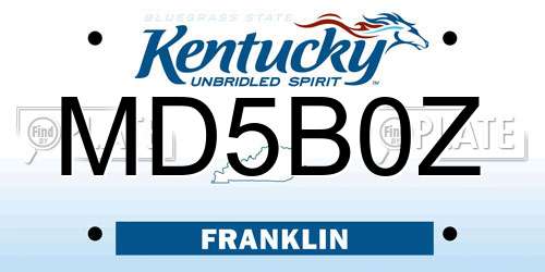 MD5B0Z Kentucky License Plate
