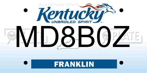 MD8B0Z Kentucky License Plate
