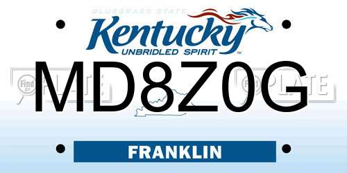 MD8Z0G Kentucky License Plate