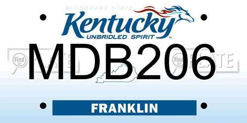 MDB206 Kentucky License Plate
