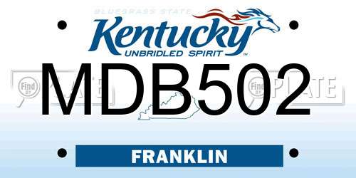 MDB502 Kentucky License Plate