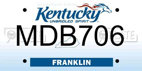 MDB706 Kentucky License Plate