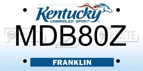 MDB80Z Kentucky License Plate