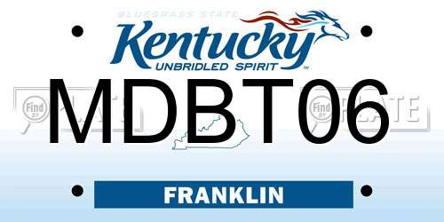 MDBT06 Kentucky License Plate