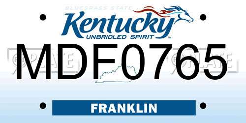 MDF0765 Kentucky License Plate