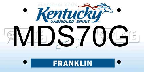 MDS70G Kentucky License Plate
