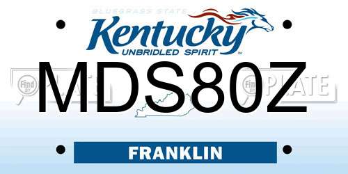 MDS80Z Kentucky License Plate