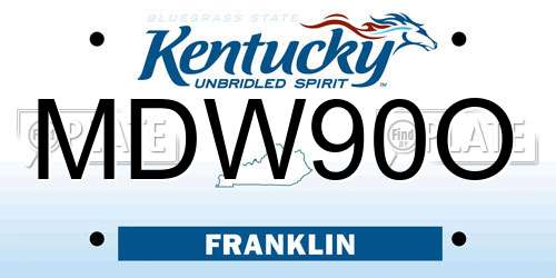 MDW90O Kentucky License Plate