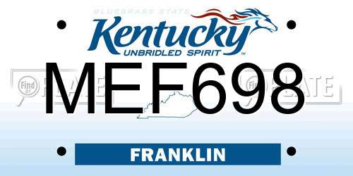 MEF698 Kentucky License Plate