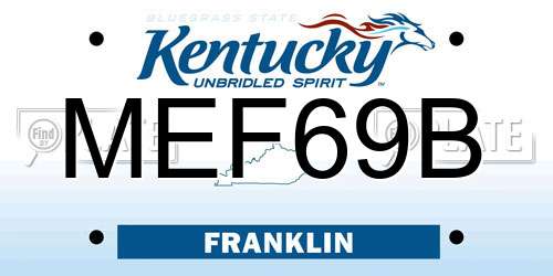 MEF69B Kentucky License Plate