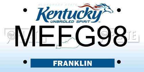 MEFG98 Kentucky License Plate