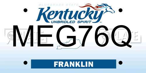 MEG76Q Kentucky License Plate