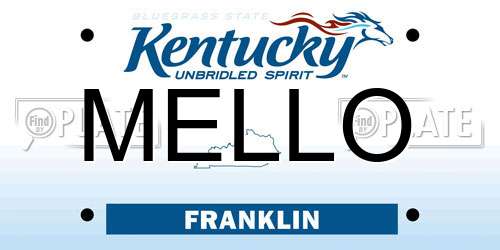 MELLO Kentucky License Plate