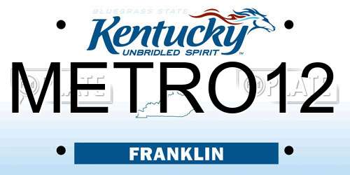METRO12 Kentucky License Plate