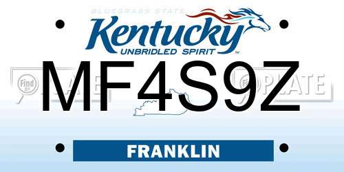 MF4S9Z Kentucky License Plate