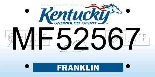 MF52567 Kentucky License Plate