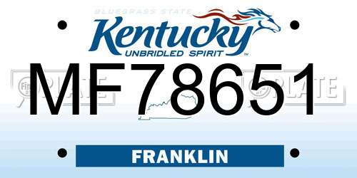 MF78651 Kentucky License Plate