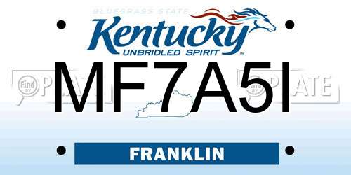MF7A5I Kentucky License Plate