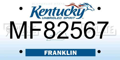 MF82567 Kentucky License Plate