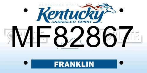 MF82867 Kentucky License Plate