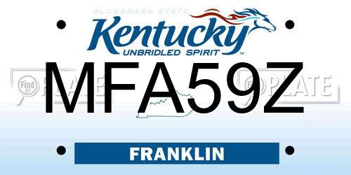 MFA59Z Kentucky License Plate