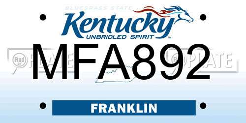 MFA892 Kentucky License Plate