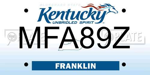 MFA89Z Kentucky License Plate