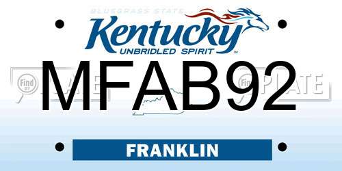 MFAB92 Kentucky License Plate