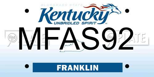 MFAS92 Kentucky License Plate