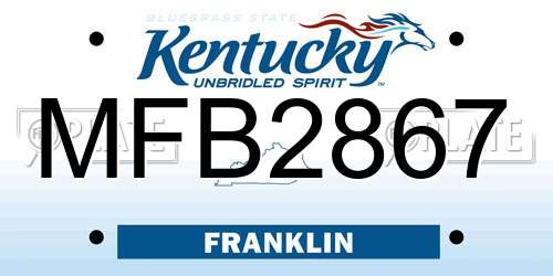 MFB2867 Kentucky License Plate