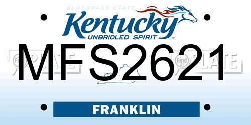 MFS2621 Kentucky License Plate