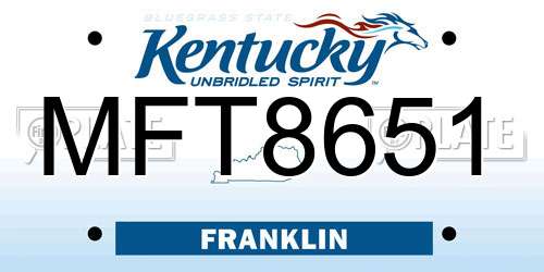 MFT8651 Kentucky License Plate