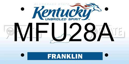 MFU28A Kentucky License Plate