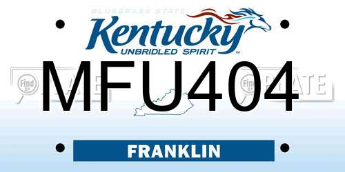 MFU404 Kentucky License Plate