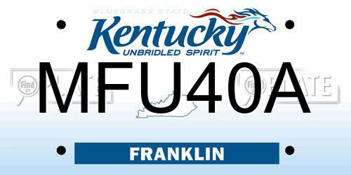 MFU40A Kentucky License Plate