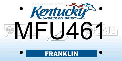 MFU461 Kentucky License Plate