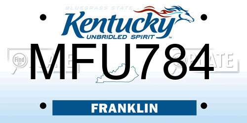 MFU784 Kentucky License Plate
