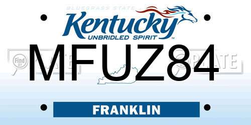 MFUZ84 Kentucky License Plate
